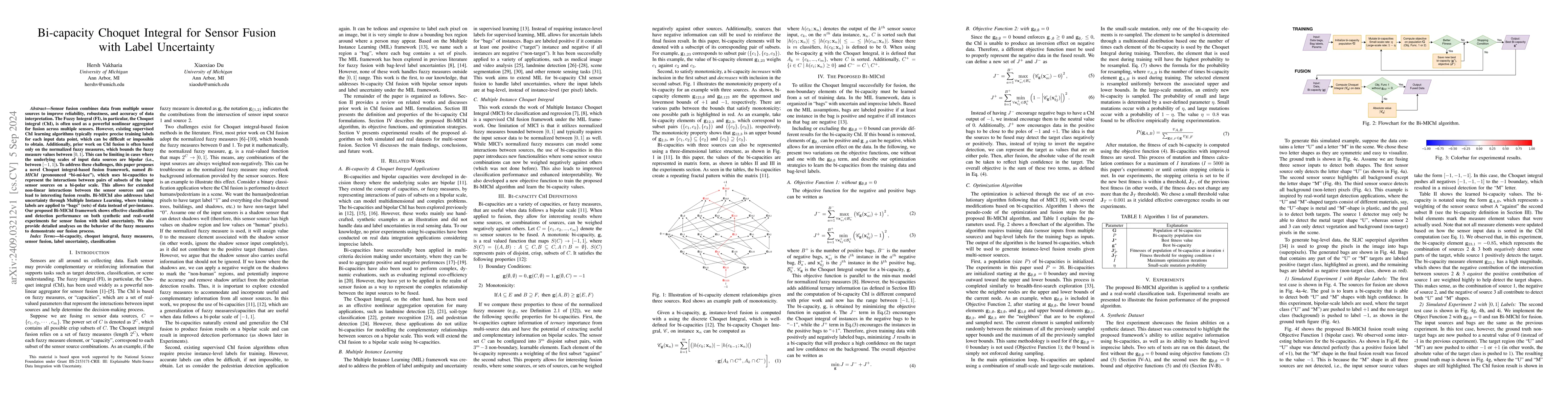 Thumbnail for Bi-capacity Choquet Integral for Sensor Fusion with Label Uncertainty