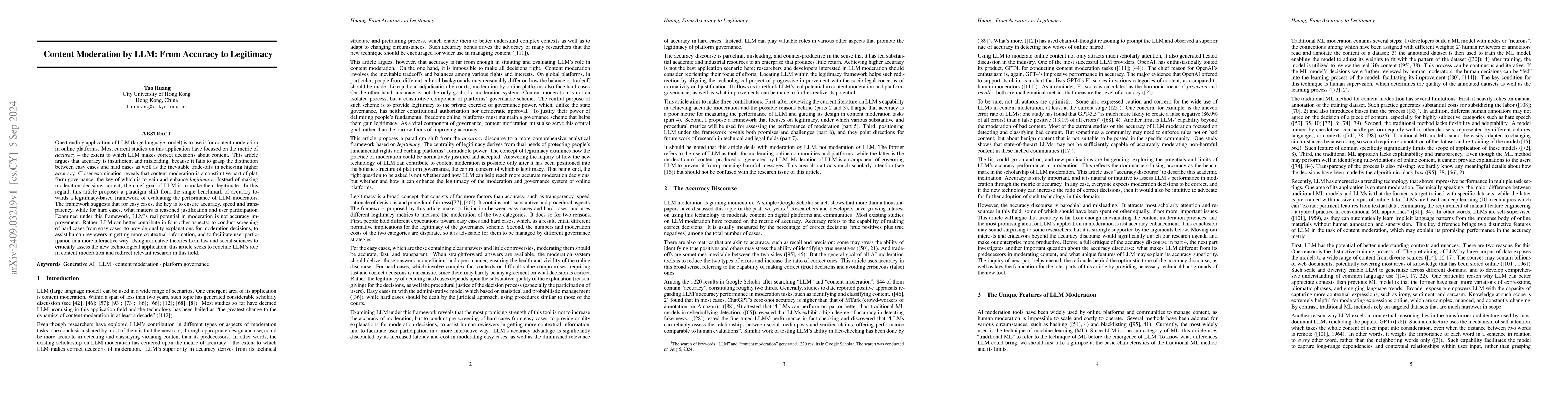 Thumbnail for Content Moderation by LLM: From Accuracy to Legitimacy