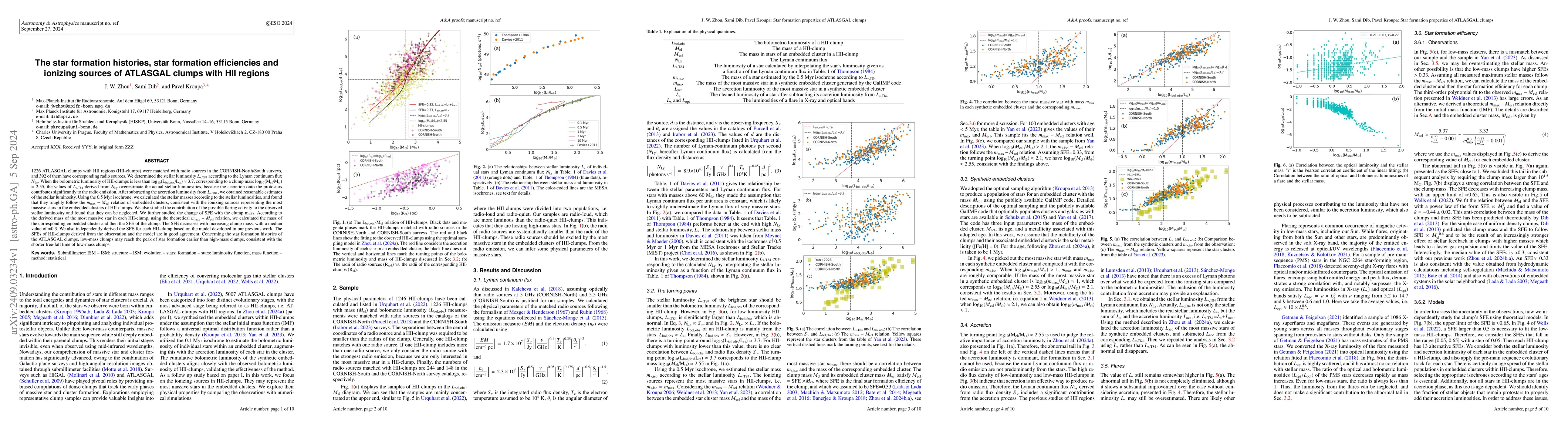 Thumbnail for The star formation histories, star formation efficiencies and ionizing
  sources of ATLASGAL clumps with HII regions