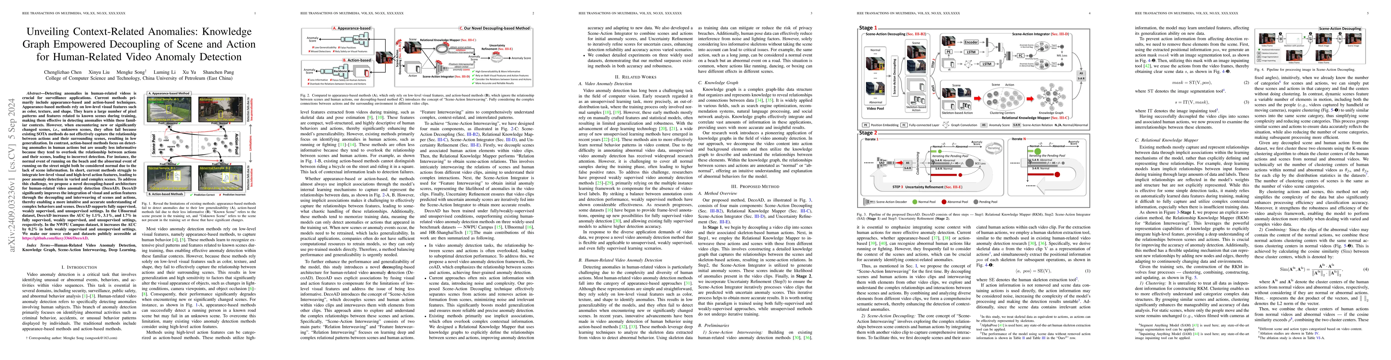 Thumbnail for Unveiling Context-Related Anomalies: Knowledge Graph Empowered
  Decoupling of Scene and Action for Human-Related Video Anomaly Detection