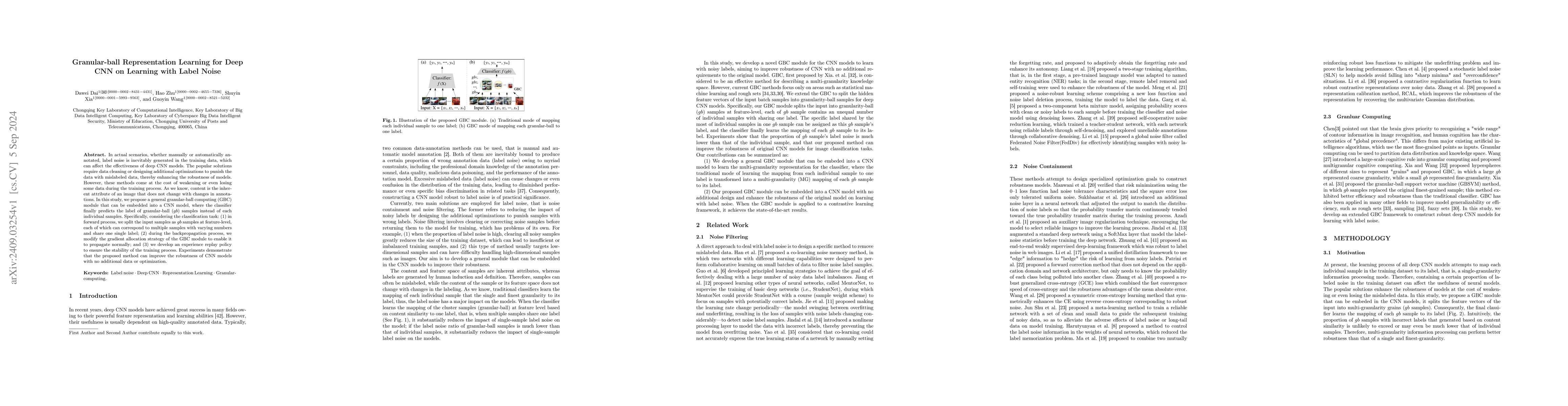 Thumbnail for Granular-ball Representation Learning for Deep CNN on Learning with
  Label Noise