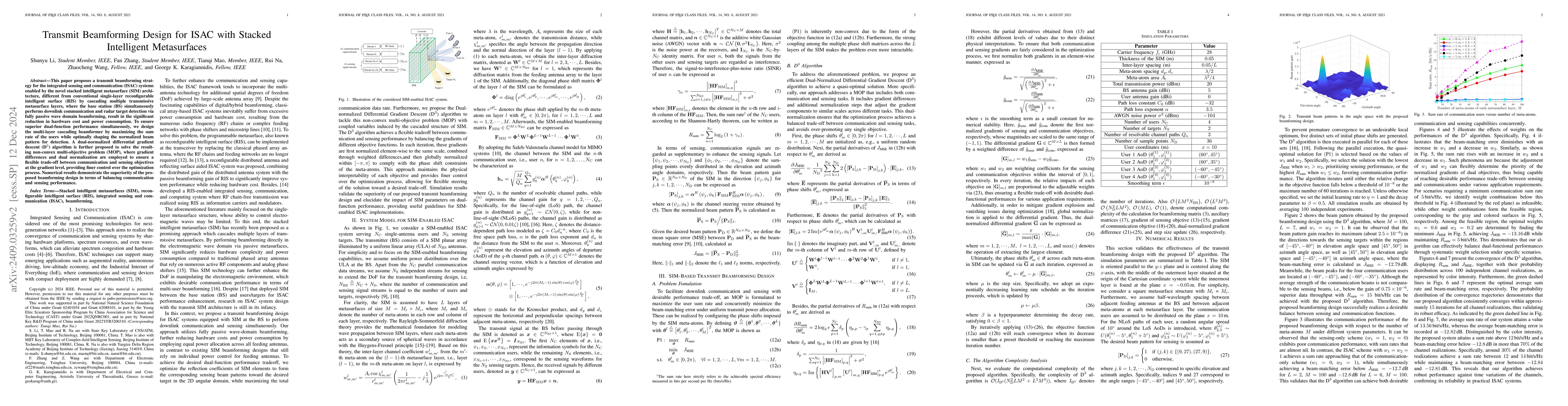 Thumbnail for Transmit Beamforming Design for ISAC with Stacked Intelligent
  Metasurfaces
