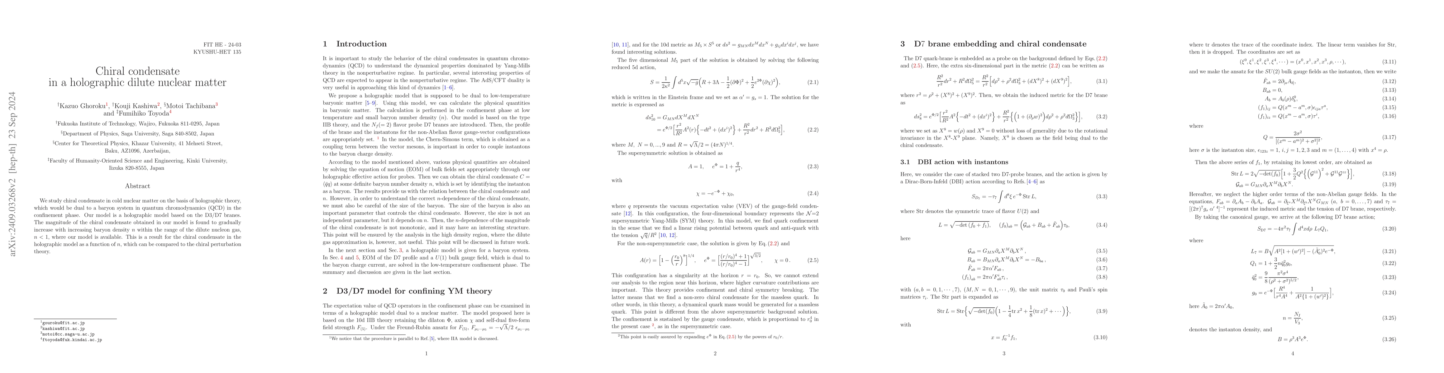 Thumbnail for Chiral condensate in a holographic dilute nuclear matter