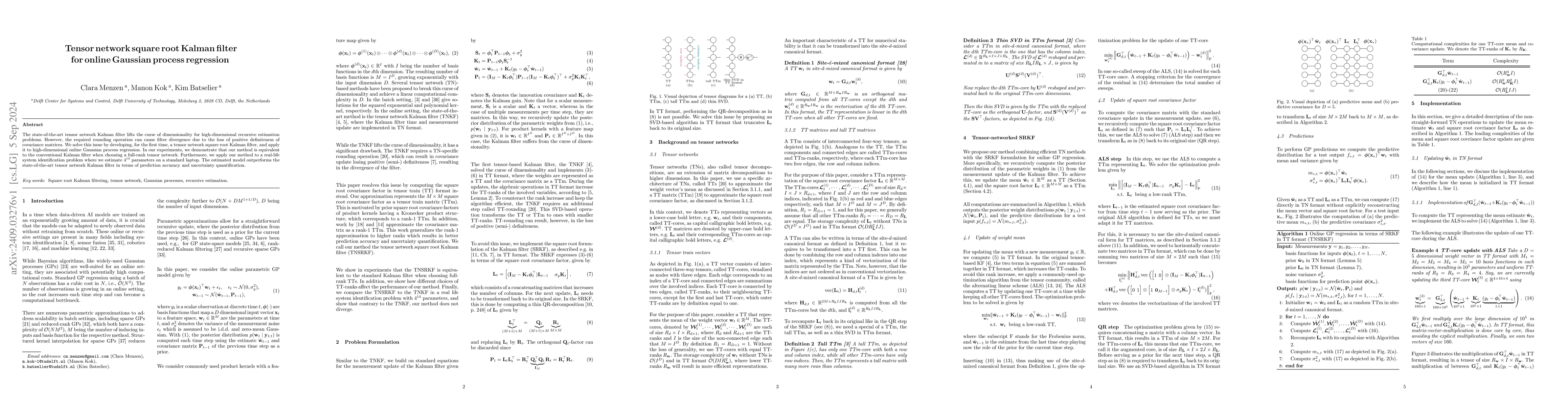 Thumbnail for Tensor network square root Kalman filter for online Gaussian process
  regression