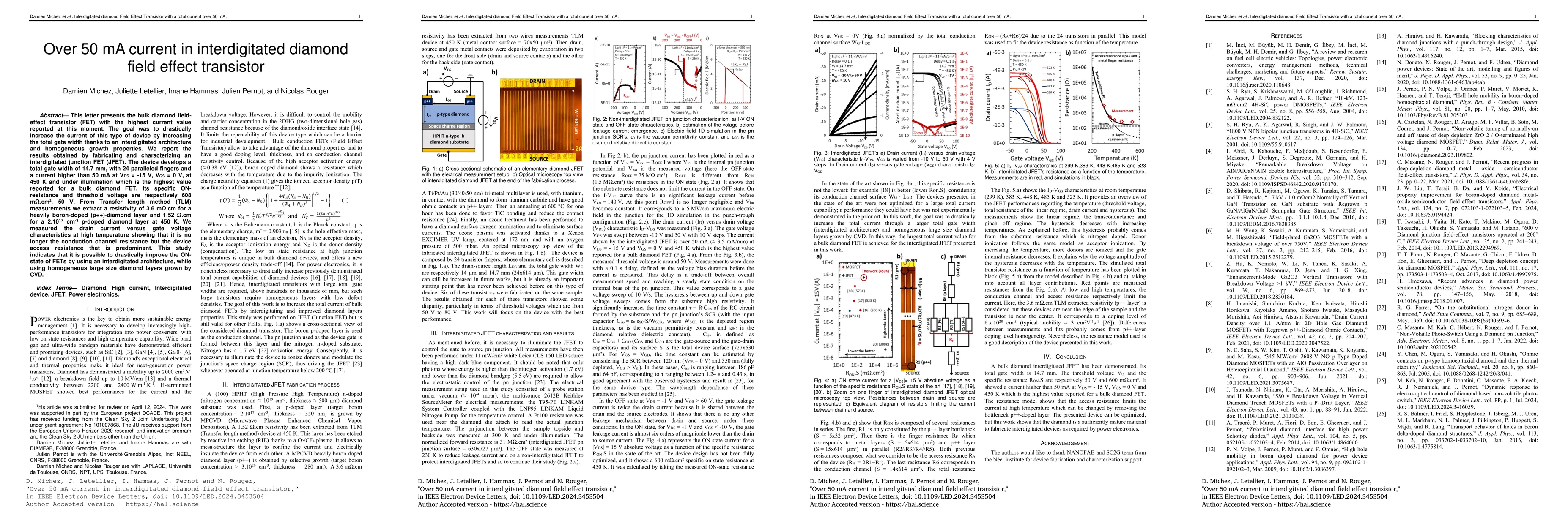 Thumbnail for Over 50 mA current in interdigitated diamond field effect transistor