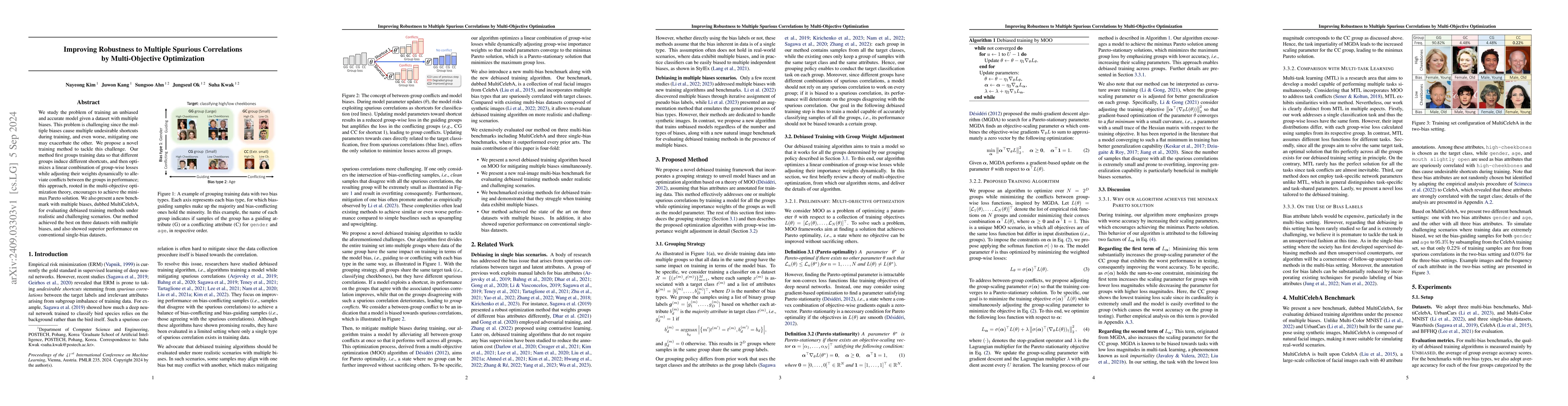 Thumbnail for Improving Robustness to Multiple Spurious Correlations by
  Multi-Objective Optimization