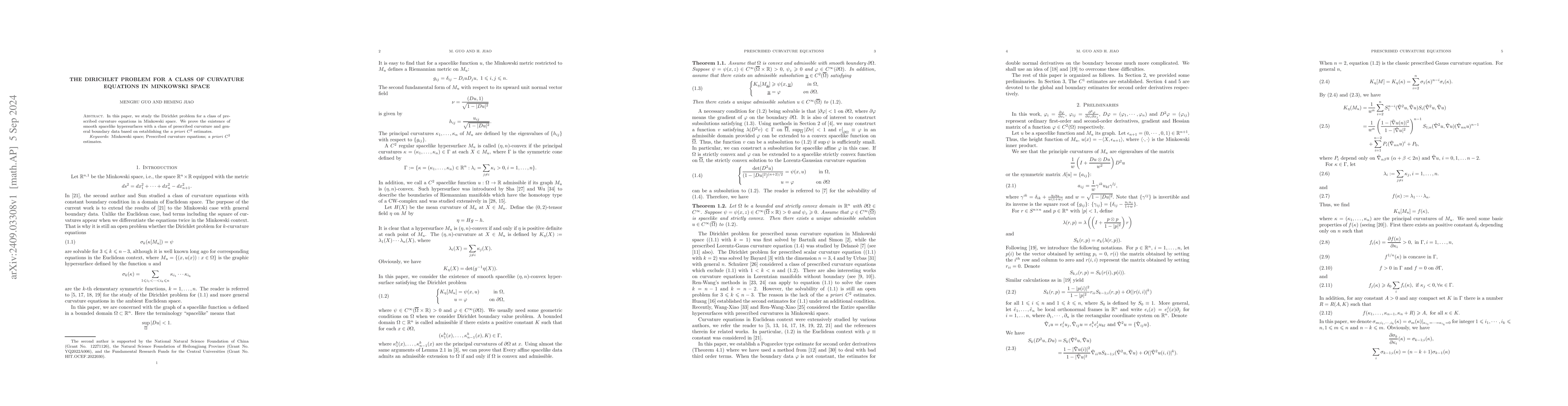 Thumbnail for The Dirichlet problem for a class of curvature equations in Minkowski
  space