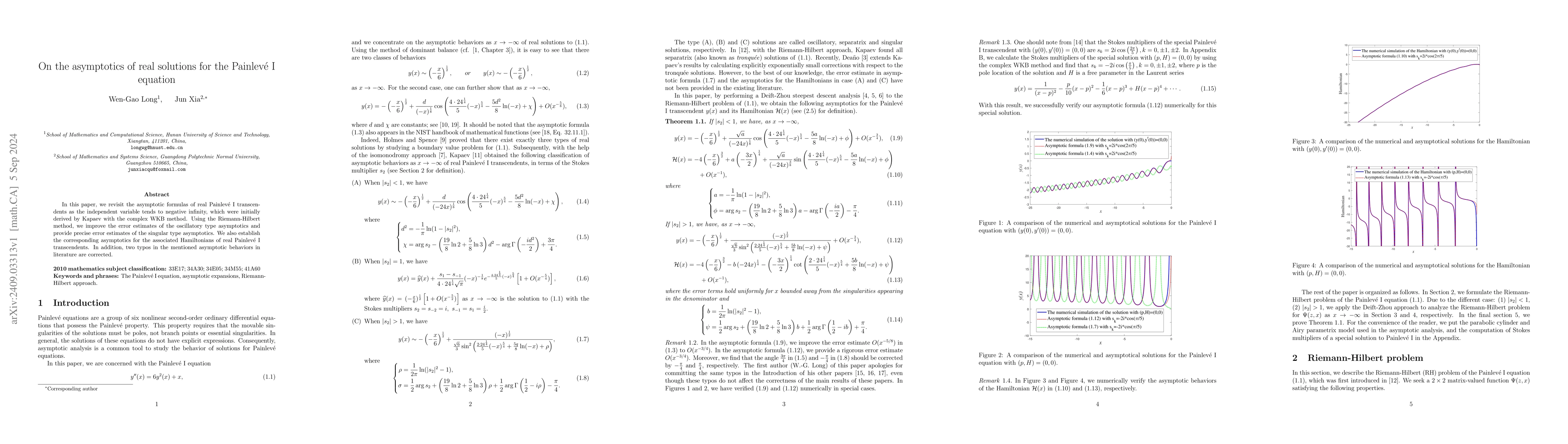 Thumbnail for On the asymptotics of real solutions for the Painlevé I equation