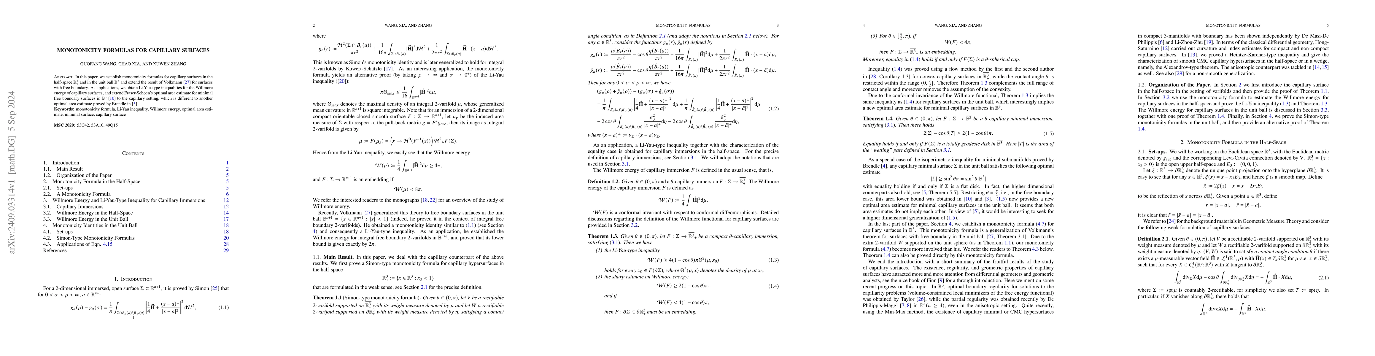 Thumbnail for Monotonicity Formulas for Capillary Surfaces