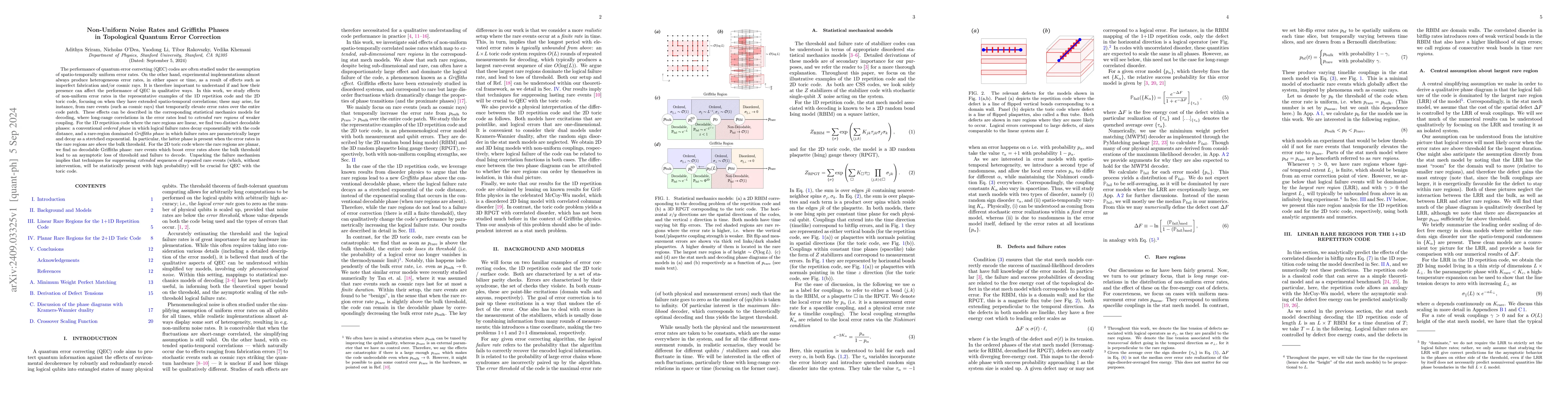 Thumbnail for Non-Uniform Noise Rates and Griffiths Phases in Topological Quantum
  Error Correction
