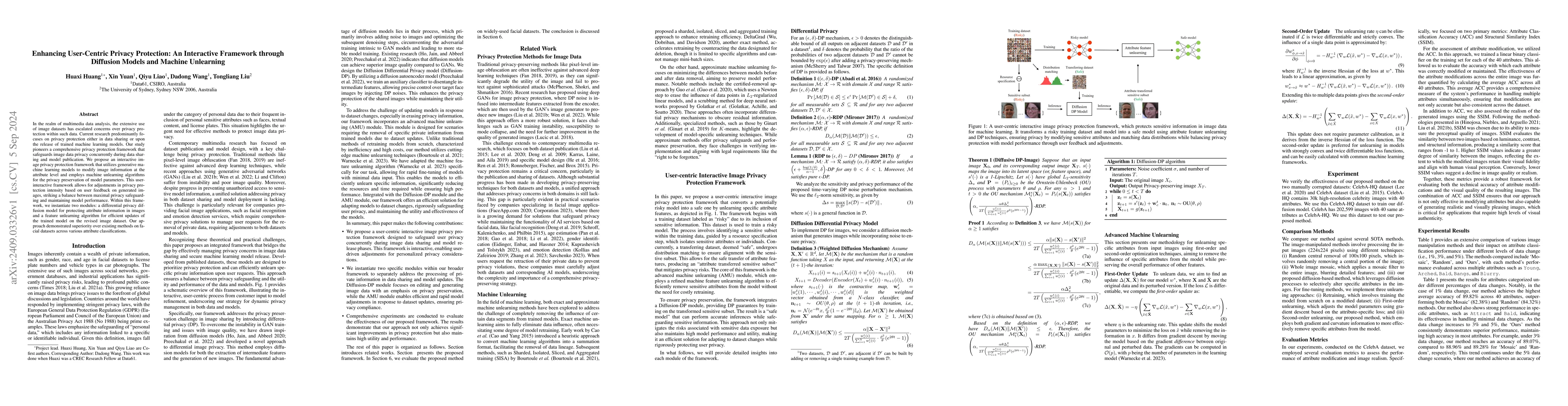 Thumbnail for Enhancing User-Centric Privacy Protection: An Interactive Framework
  through Diffusion Models and Machine Unlearning