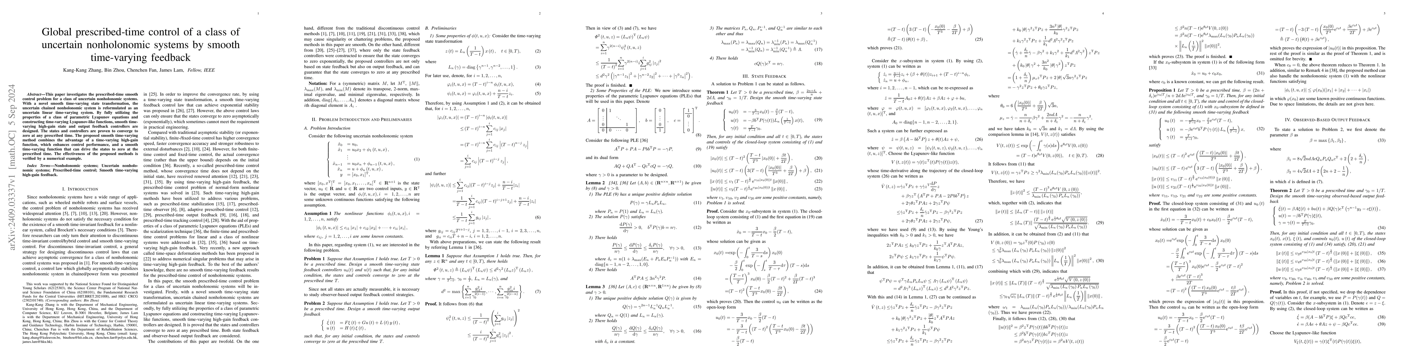 Thumbnail for Global prescribed-time control of a class of uncertain nonholonomic
  systems by smooth time-varying feedback