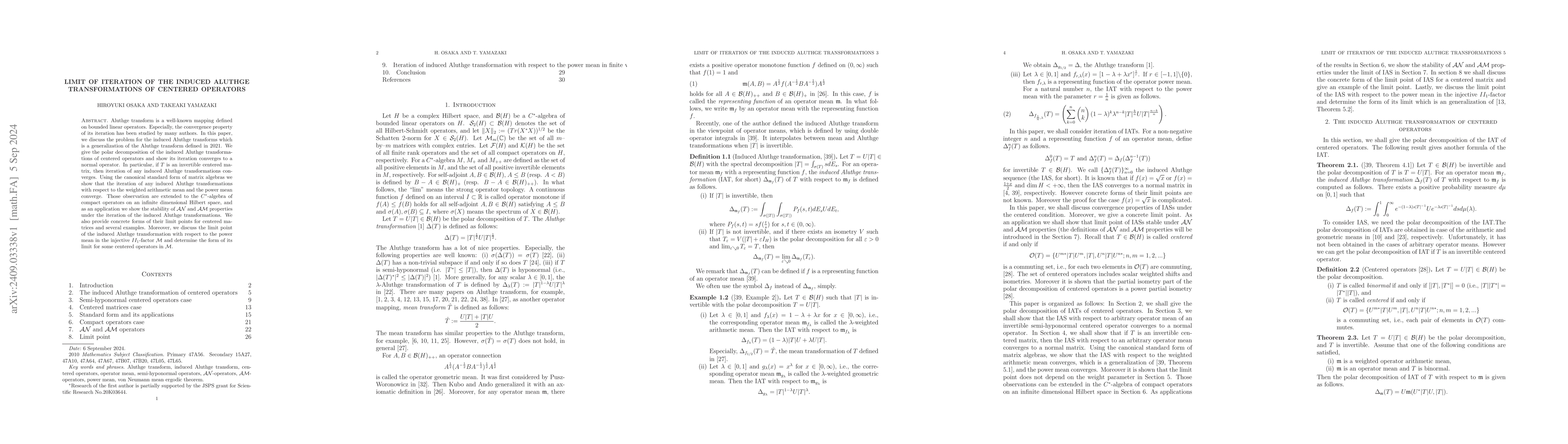 Thumbnail for Limit of iteration of the induced Aluthge transformations of centered
  operators