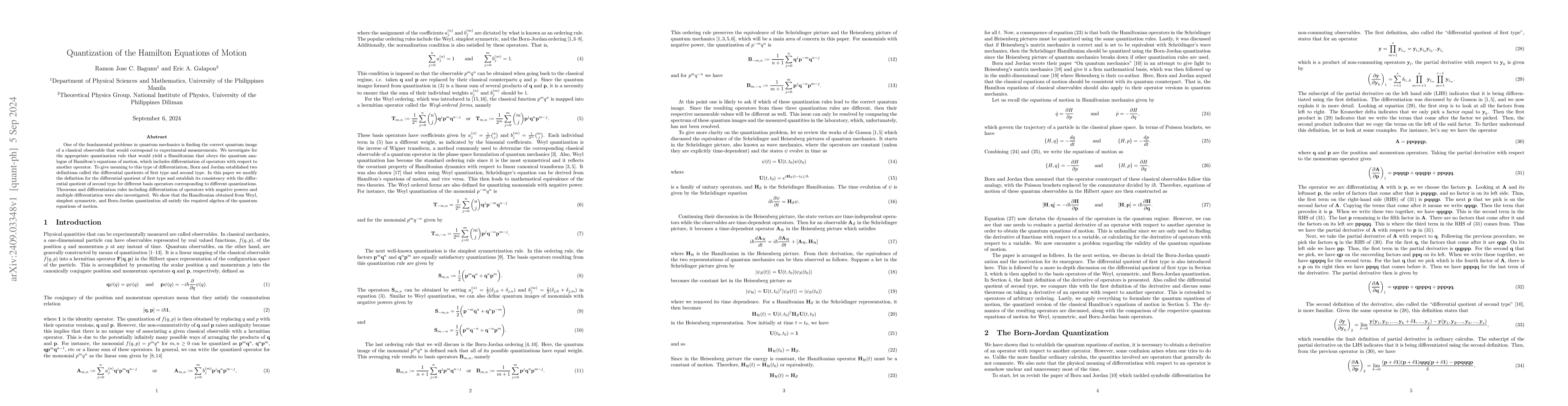 Thumbnail for Quantization of the Hamilton Equations of Motion