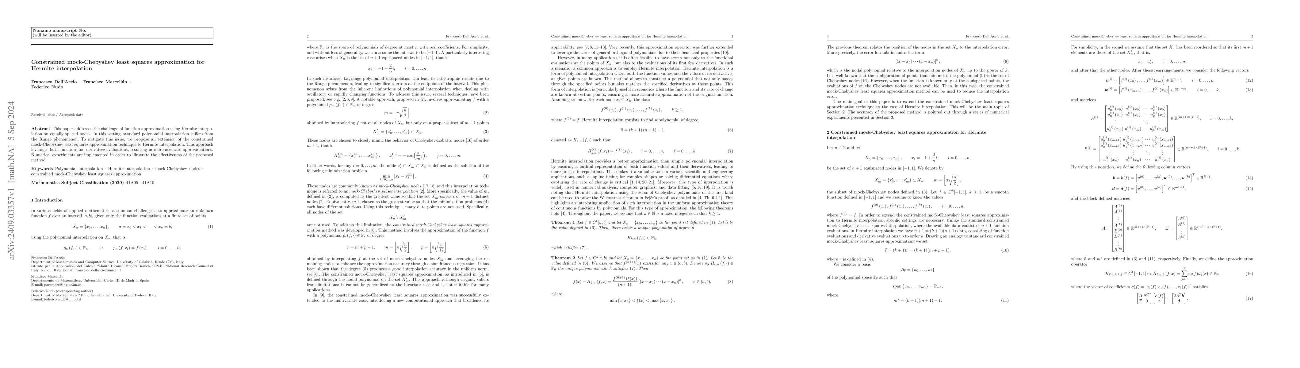 Thumbnail for Constrained mock-Chebyshev least squares approximation for Hermite
  interpolation