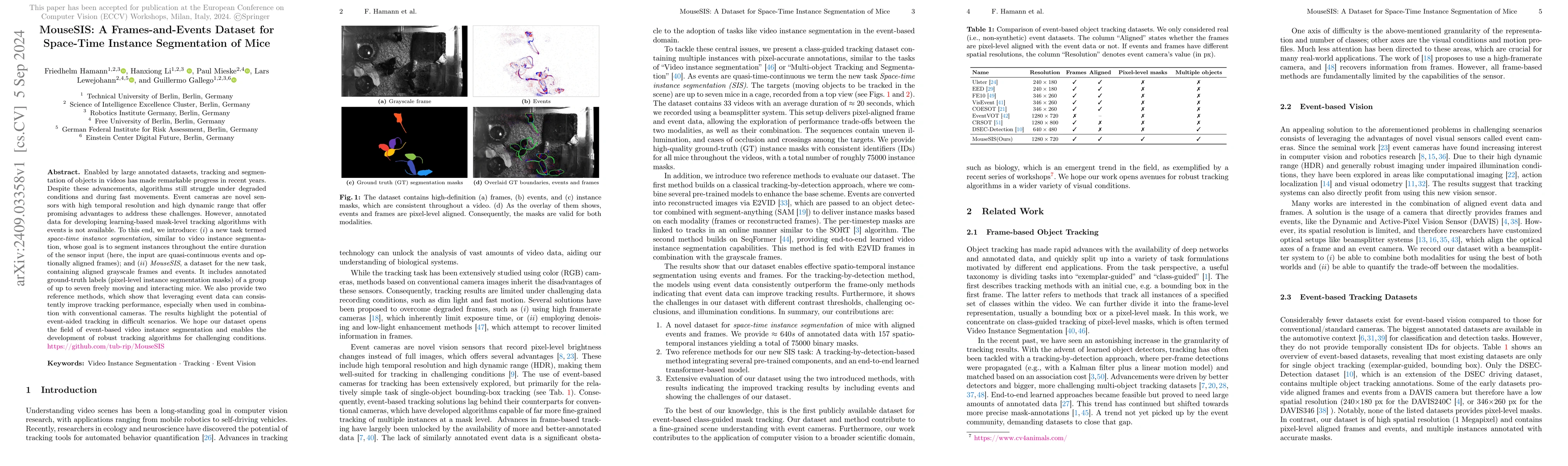 Thumbnail for MouseSIS: A Frames-and-Events Dataset for Space-Time Instance
  Segmentation of Mice