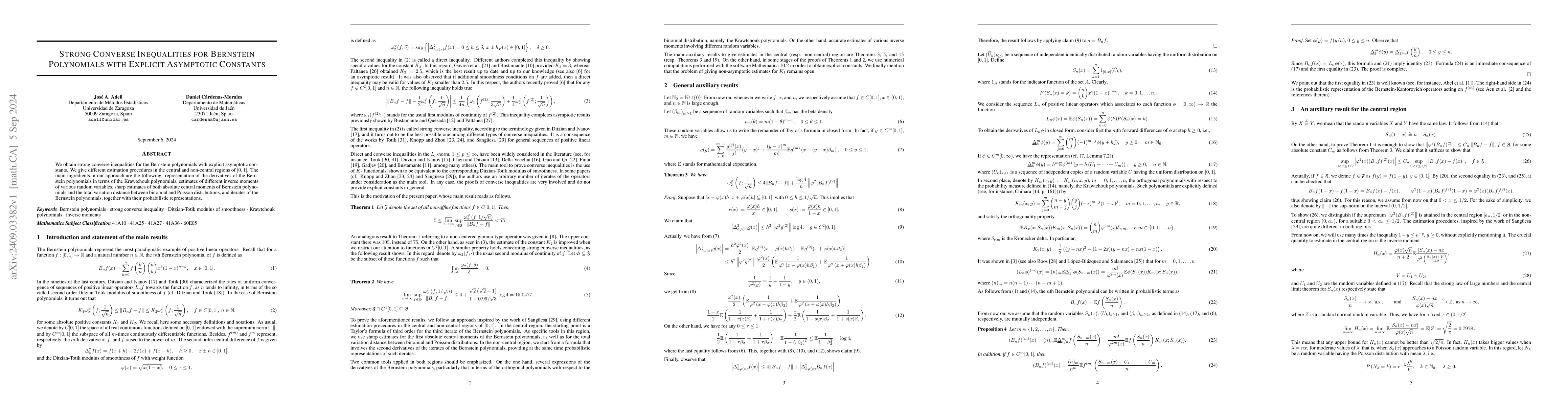 Thumbnail for Strong Converse Inequalities for Bernstein Polynomials with Explicit
  Asymptotic Constants