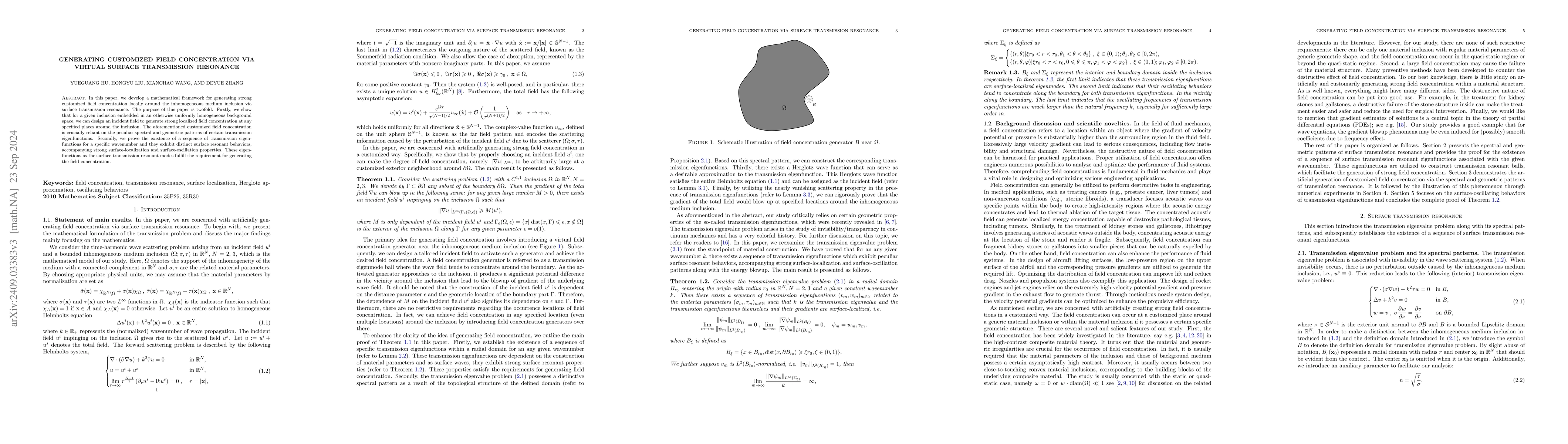 Thumbnail for Generating customized field concentration via virtual surface
  transmission resonance