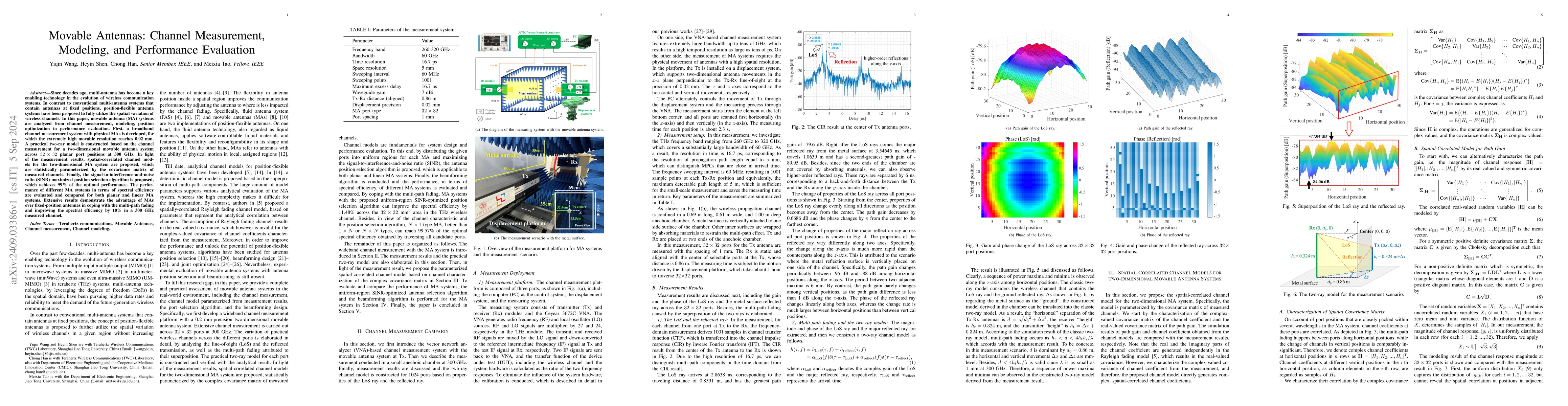 Thumbnail for Movable Antennas: Channel Measurement, Modeling, and Performance
  Evaluation