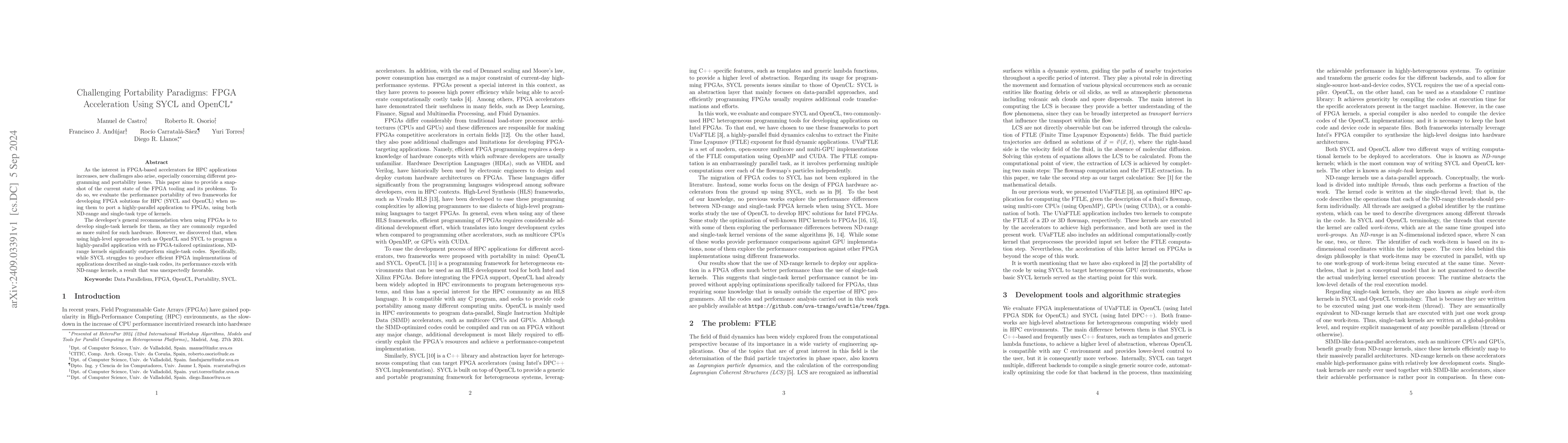 Thumbnail for Challenging Portability Paradigms: FPGA Acceleration Using SYCL and
  OpenCL