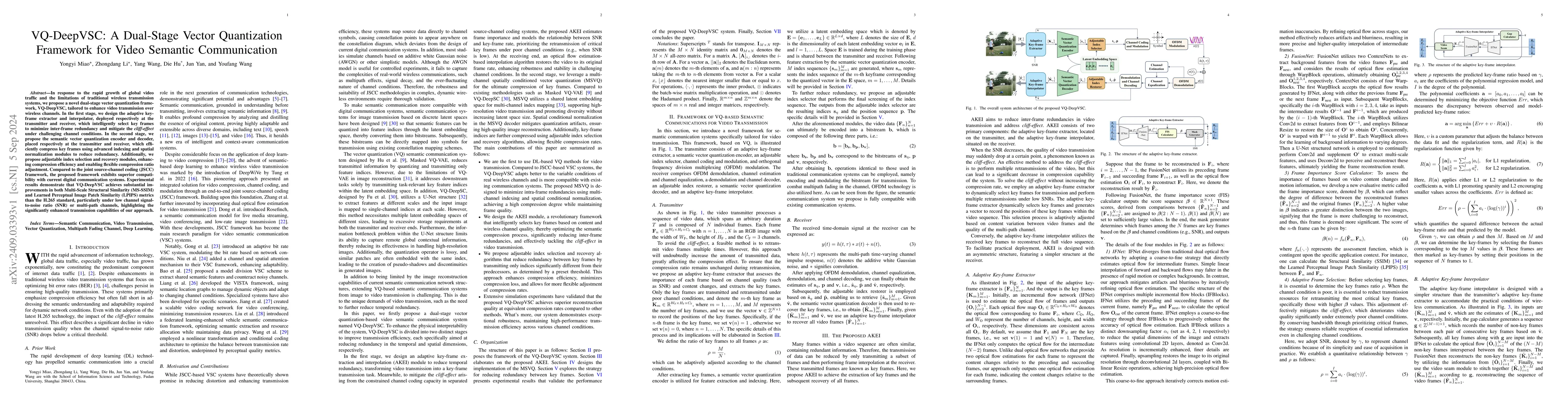 Thumbnail for VQ-DeepVSC: A Dual-Stage Vector Quantization Framework for Video
  Semantic Communication