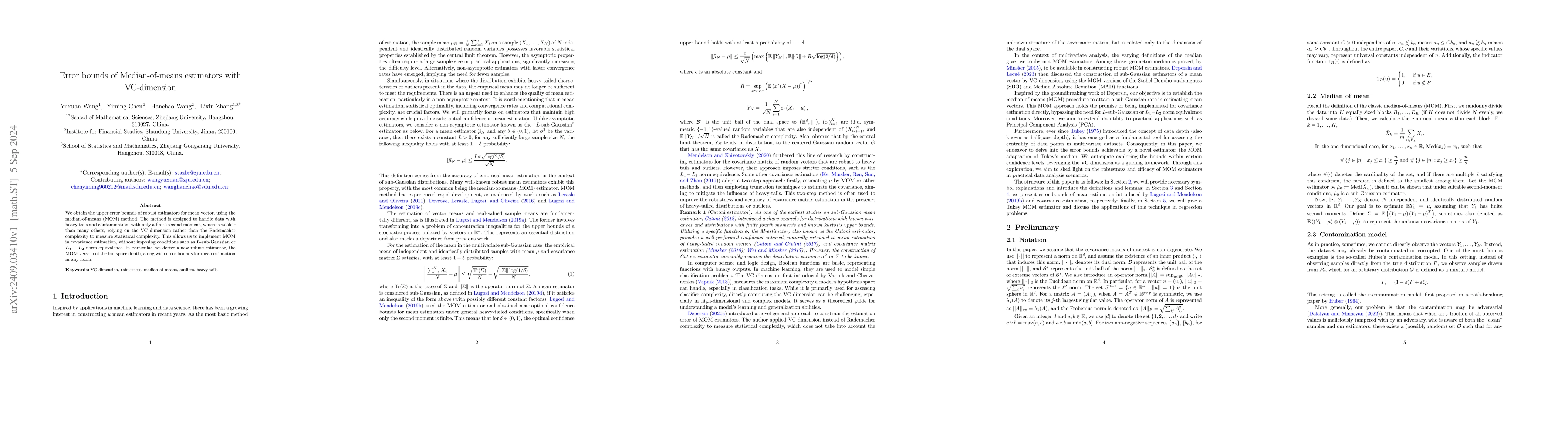 Thumbnail for Error bounds of Median-of-means estimators with VC-dimension