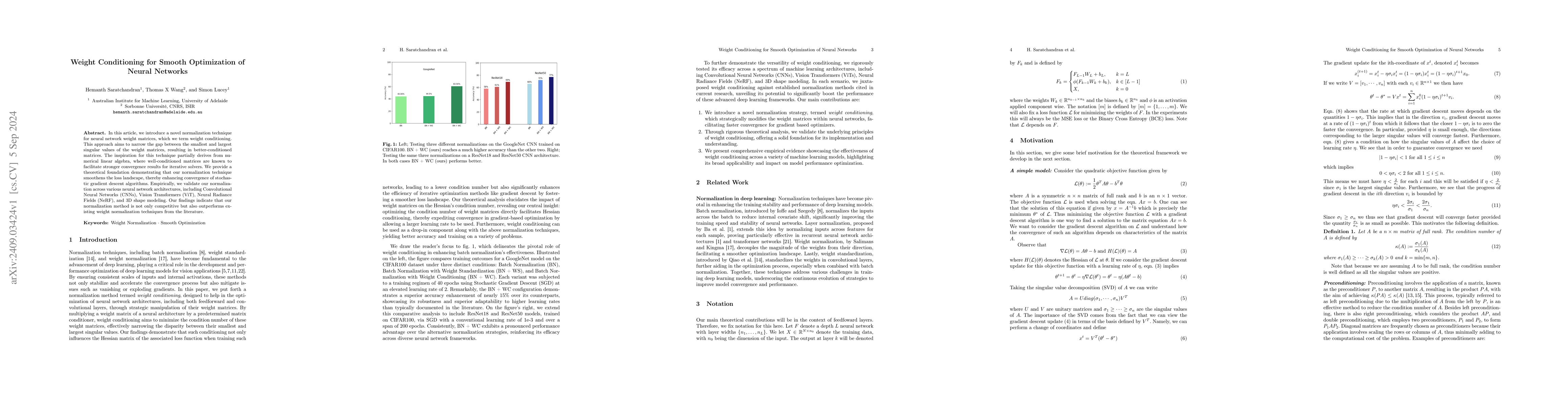 Thumbnail for Weight Conditioning for Smooth Optimization of Neural Networks