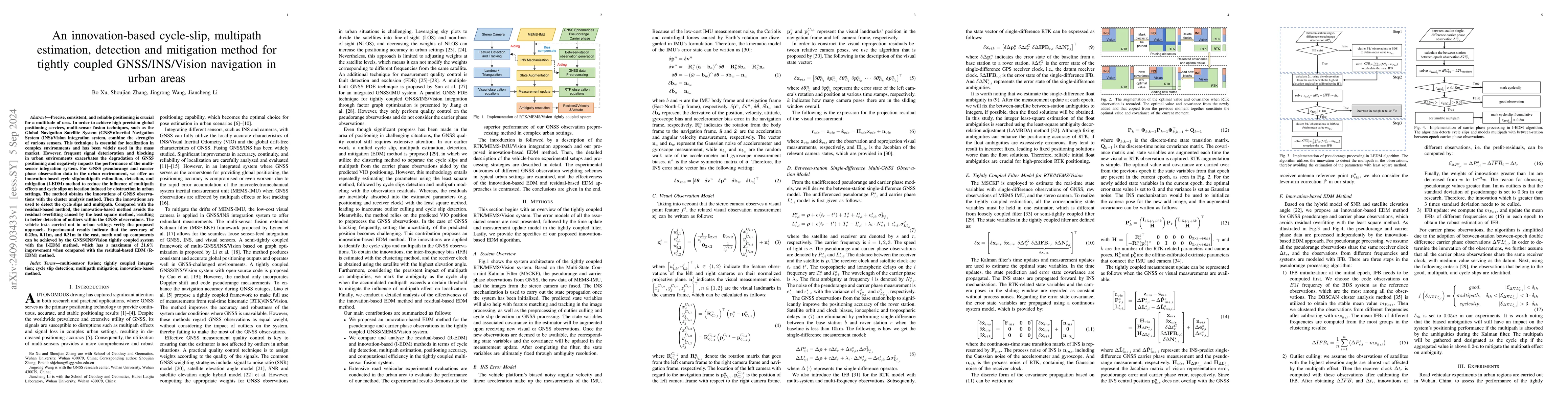 Thumbnail for An innovation-based cycle-slip, multipath estimation, detection and
  mitigation method for tightly coupled GNSS/INS/Vision navigation in urban
  areas