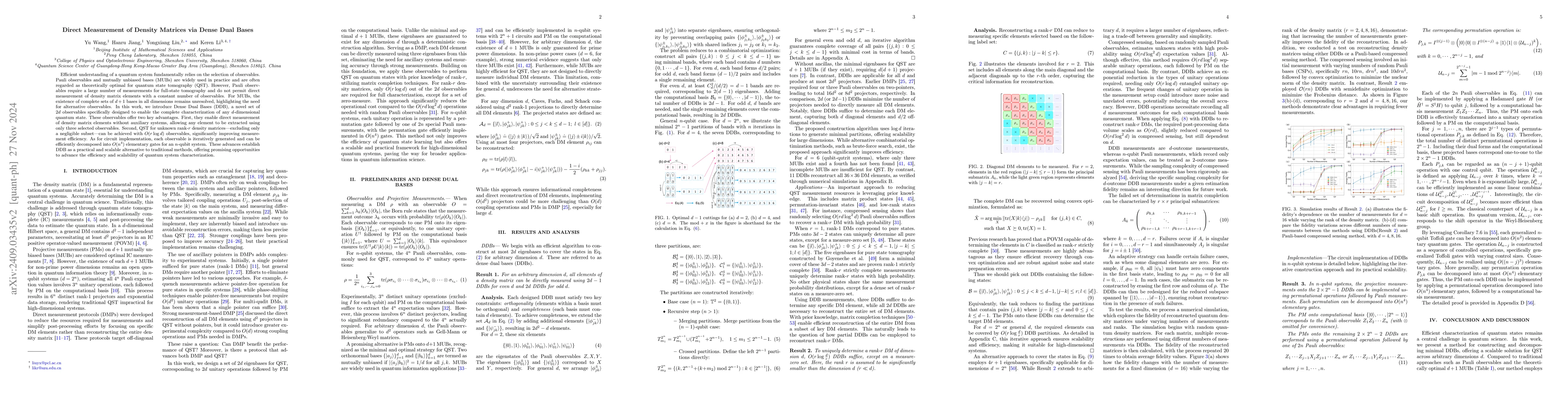 Thumbnail for Direct Measurement of Density Matrices via Dense Dual Bases
