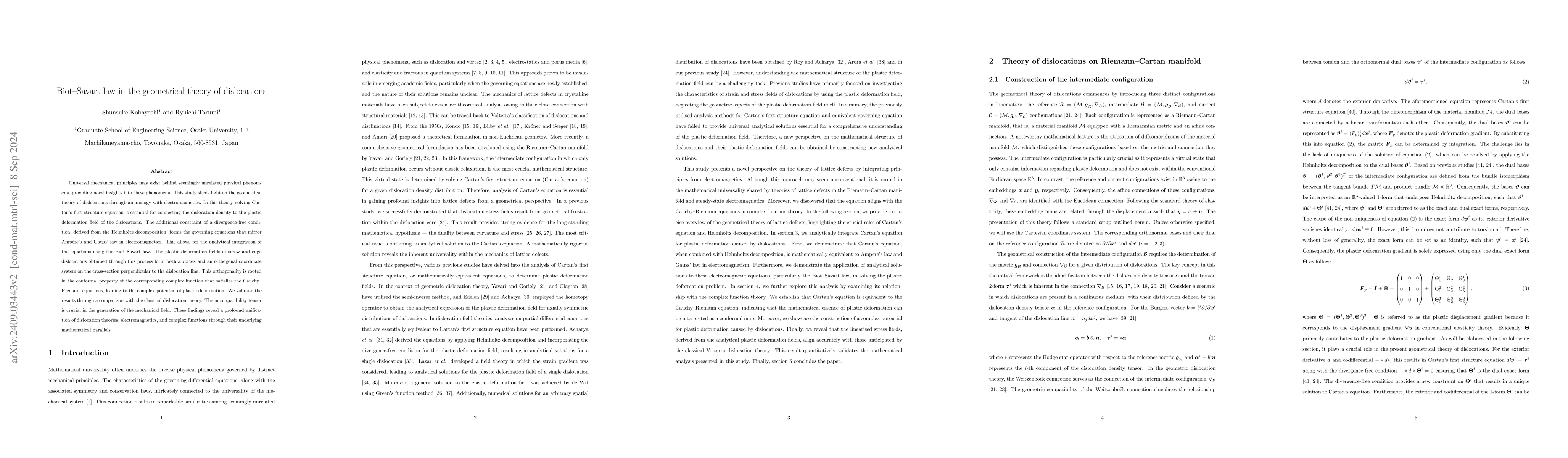 Thumbnail for Biot-Savart law in the geometrical theory of dislocations