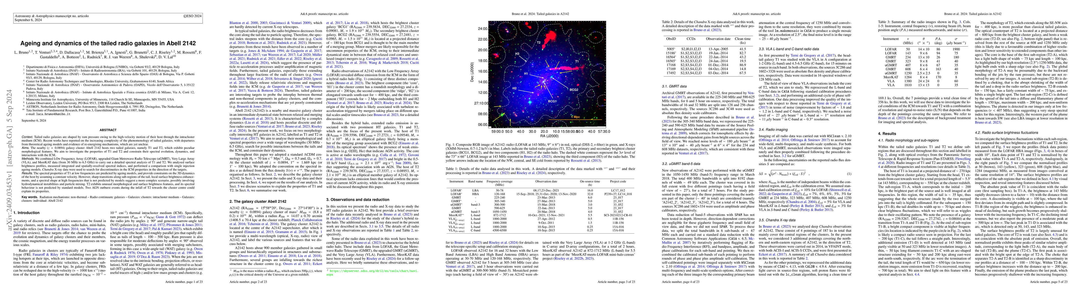 Thumbnail for Ageing and dynamics of the tailed radio galaxies in Abell 2142