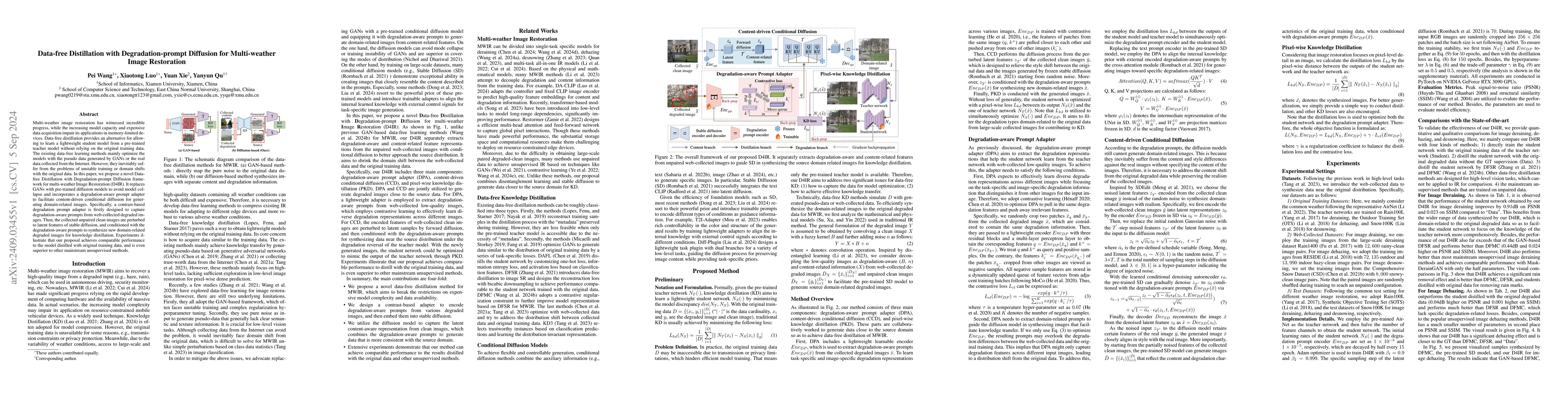 Thumbnail for Data-free Distillation with Degradation-prompt Diffusion for
  Multi-weather Image Restoration