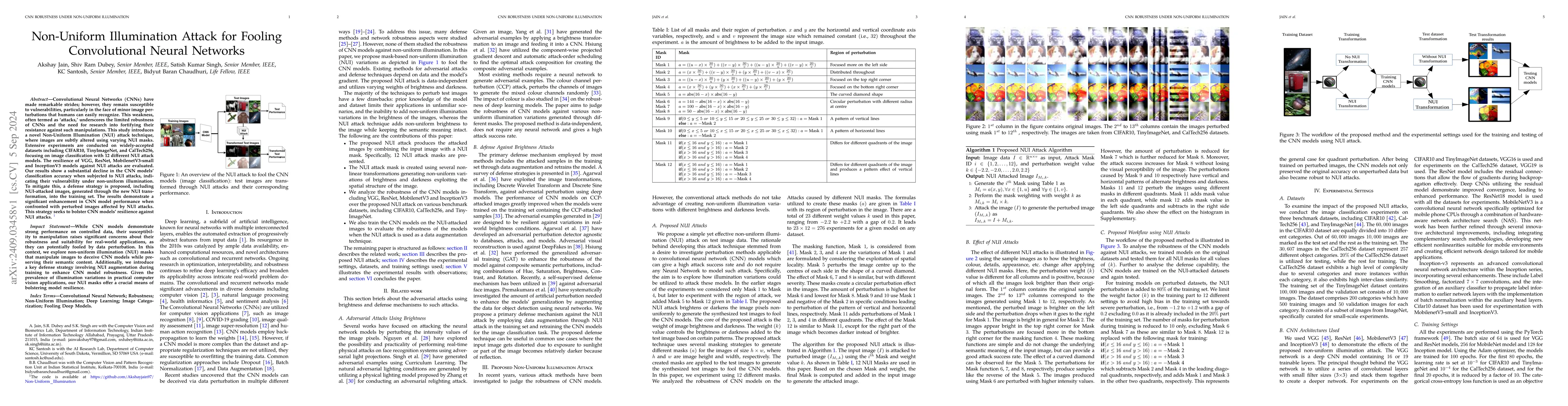 Thumbnail for Non-Uniform Illumination Attack for Fooling Convolutional Neural
  Networks