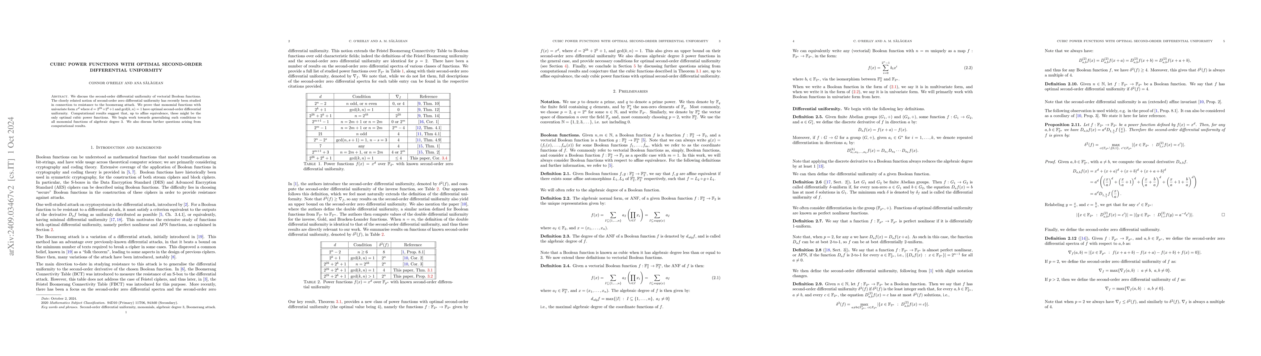Thumbnail for Cubic power functions with optimal second-order differential uniformity