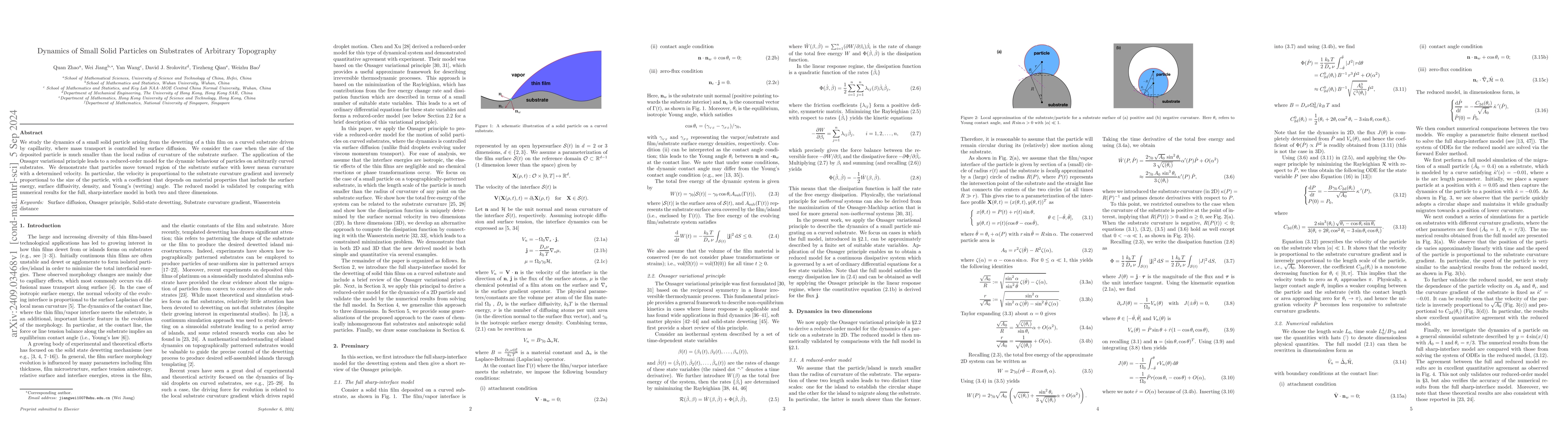 Thumbnail for Dynamics of Small Solid Particles on Substrates of Arbitrary Topography
