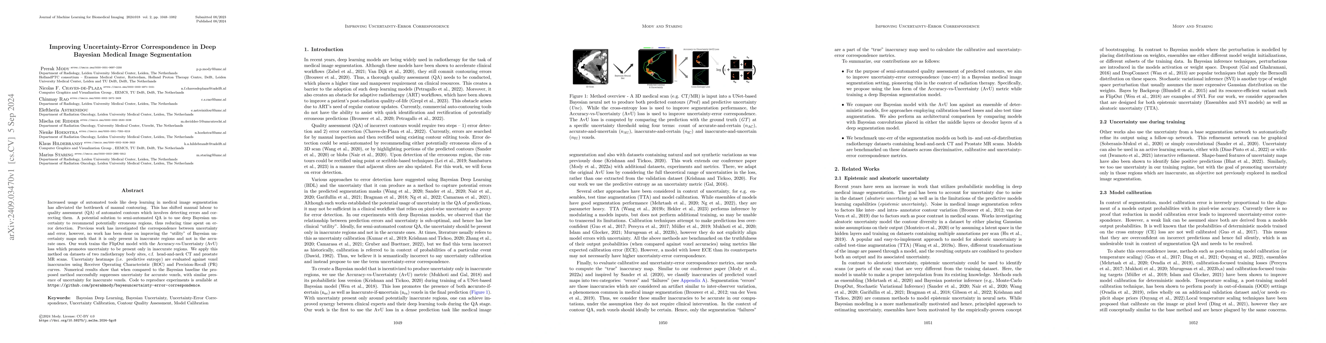 Thumbnail for Improving Uncertainty-Error Correspondence in Deep Bayesian Medical
  Image Segmentation