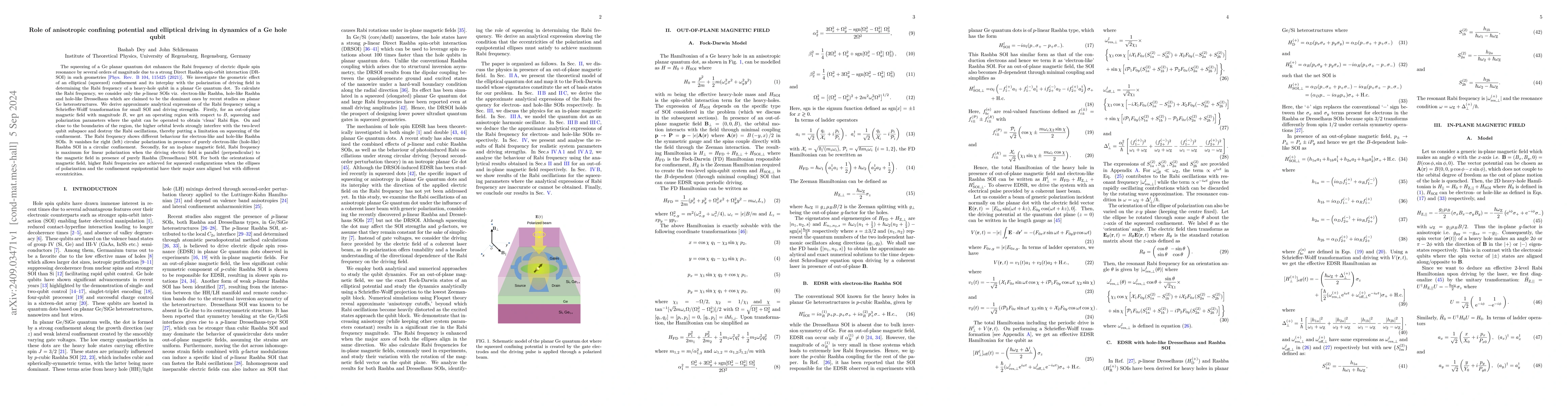 Thumbnail for Role of anisotropic confining potential and elliptical driving in
  dynamics of a Ge hole qubit