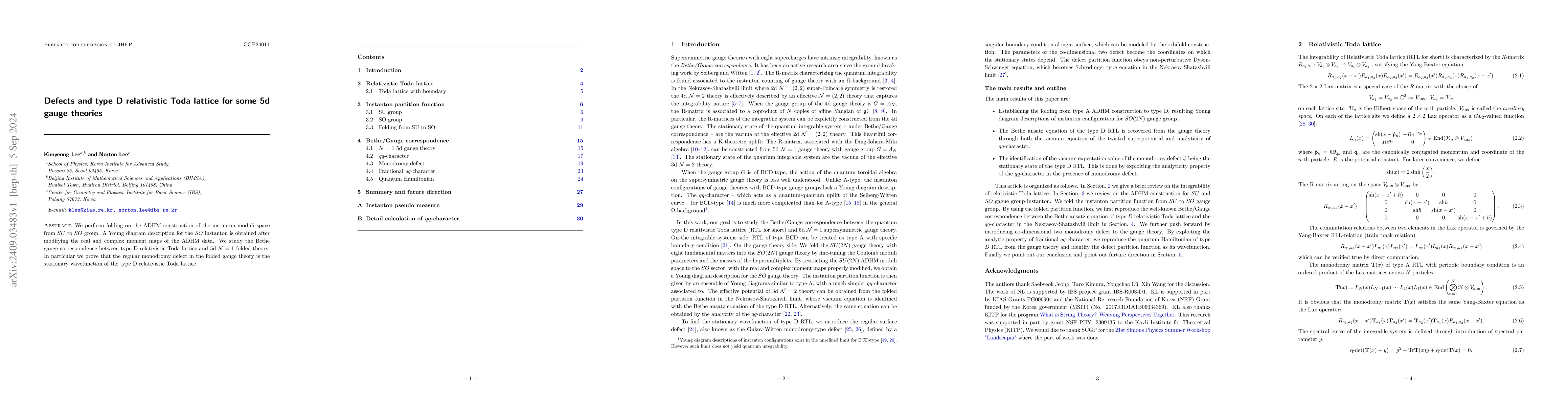 Thumbnail for Defects and type D relativistic Toda lattice for some 5d gauge theories