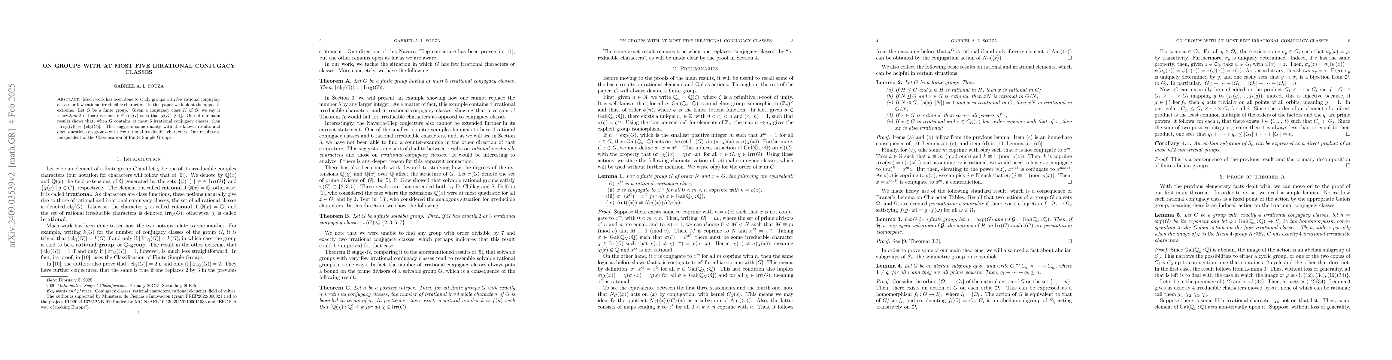 Thumbnail for On groups with at most five irrational conjugacy classes