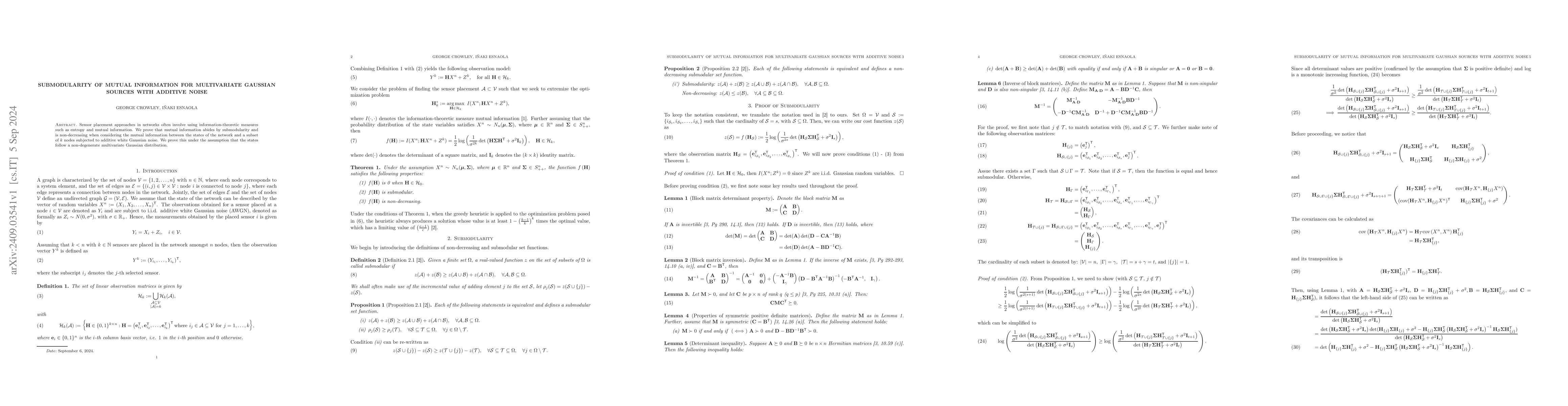 Thumbnail for Submodularity of Mutual Information for Multivariate Gaussian Sources
  with Additive Noise