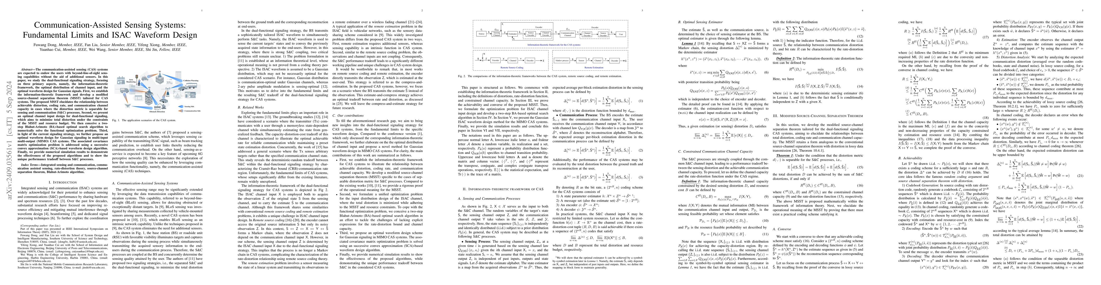 Thumbnail for Communication-Assisted Sensing Systems: Fundamental Limits and ISAC
  Waveform Design