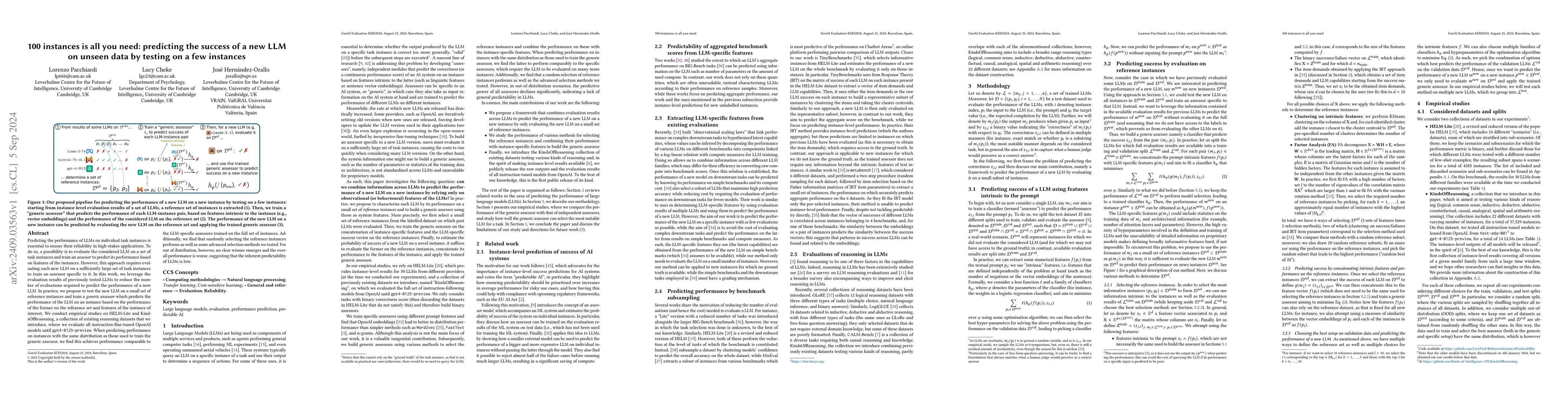 Thumbnail for 100 instances is all you need: predicting the success of a new LLM on
  unseen data by testing on a few instances