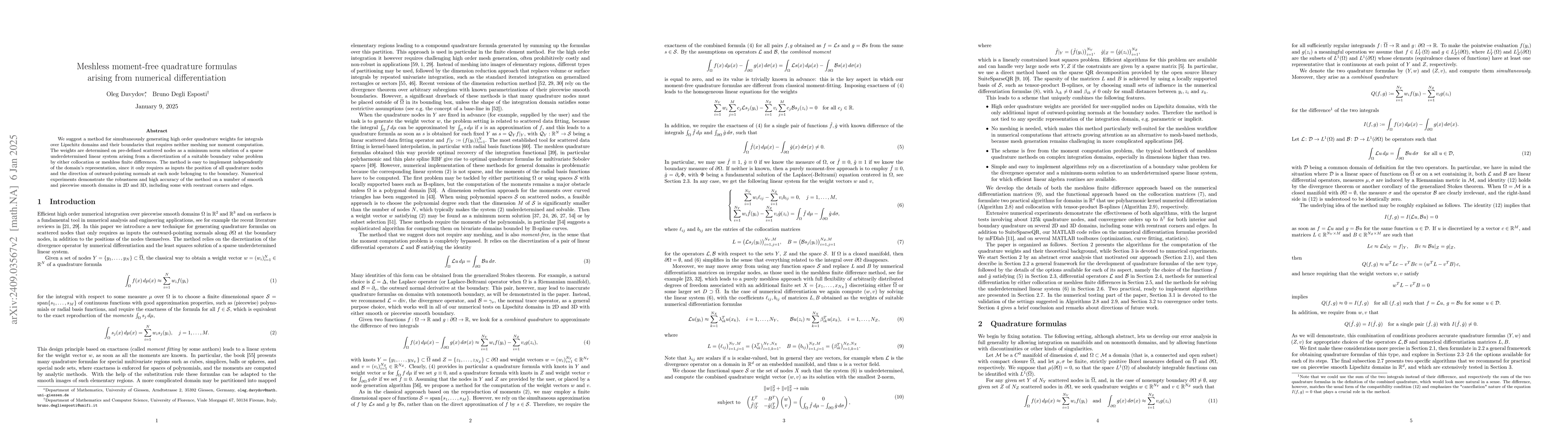 Thumbnail for Meshless quadrature formulas arising from numerical differentiation