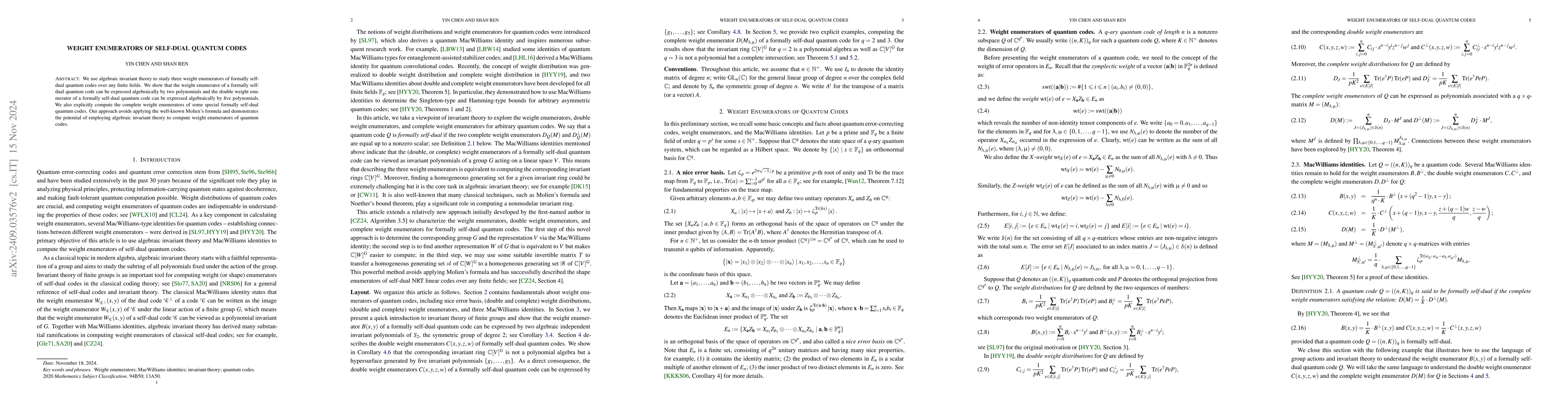 Thumbnail for Weight enumerators of self-dual quantum codes