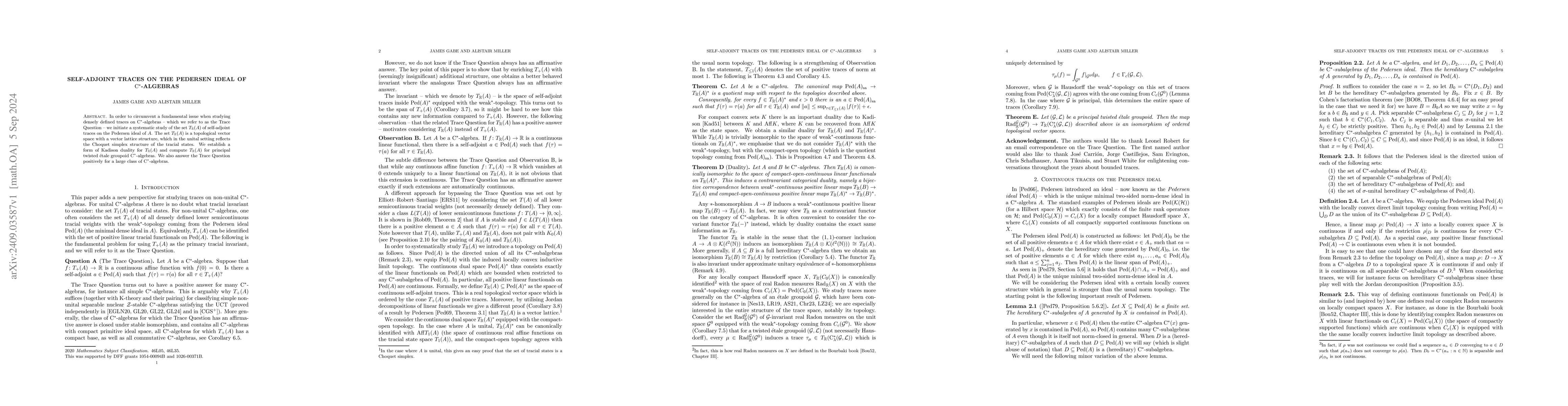 Thumbnail for Self-adjoint traces on the Pedersen ideal of $\mathrm{C}^\ast$-algebras