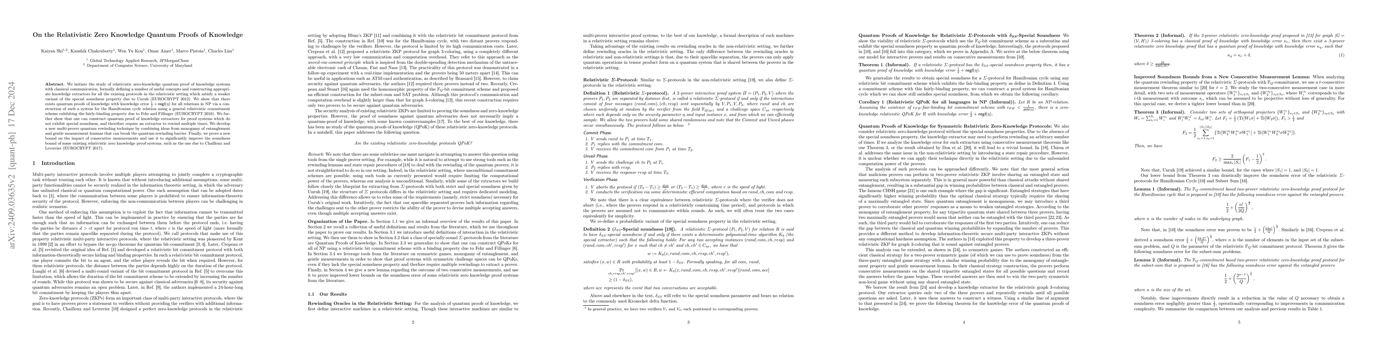 Thumbnail for On the Relativistic Zero Knowledge Quantum Proofs of Knowledge