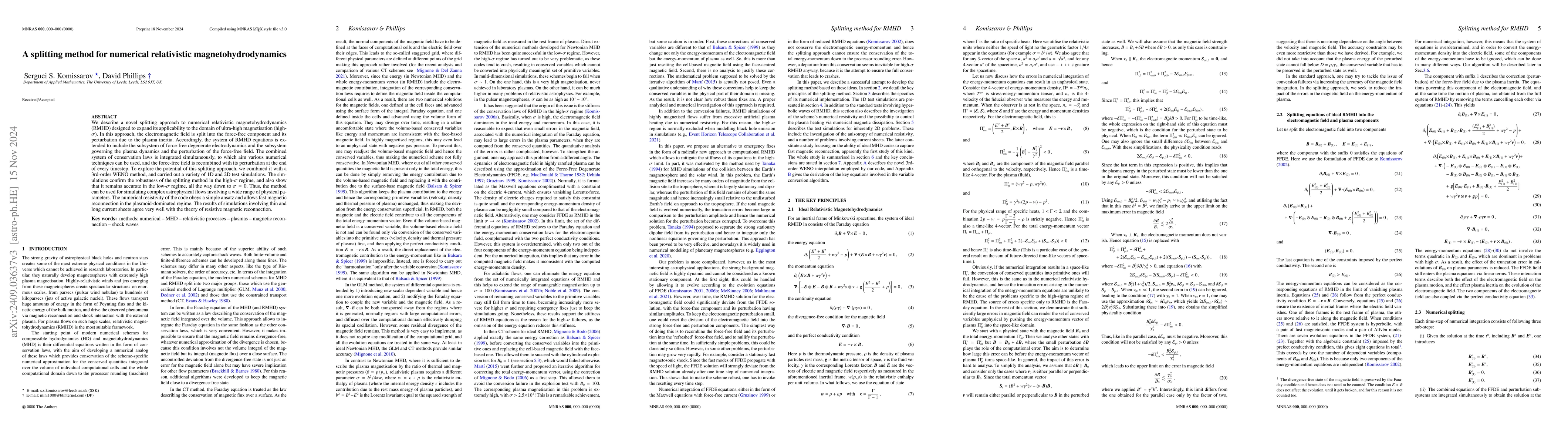Thumbnail for A splitting method for numerical relativistic magnetohydrodynamics