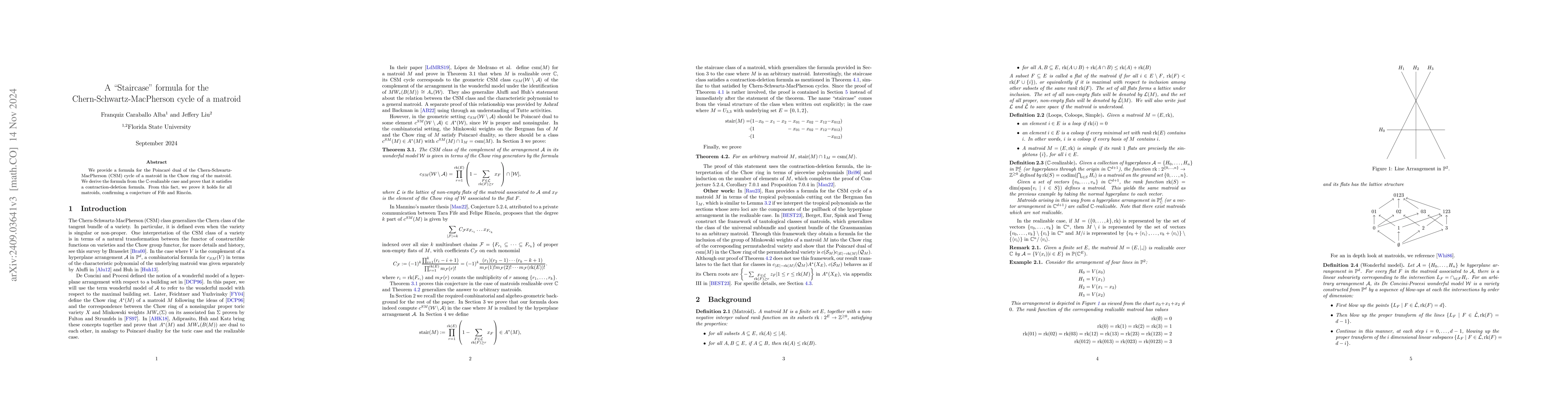 Thumbnail for A "Staircase" formula for the Chern-Schwartz-MacPherson cycle of a
  matroid