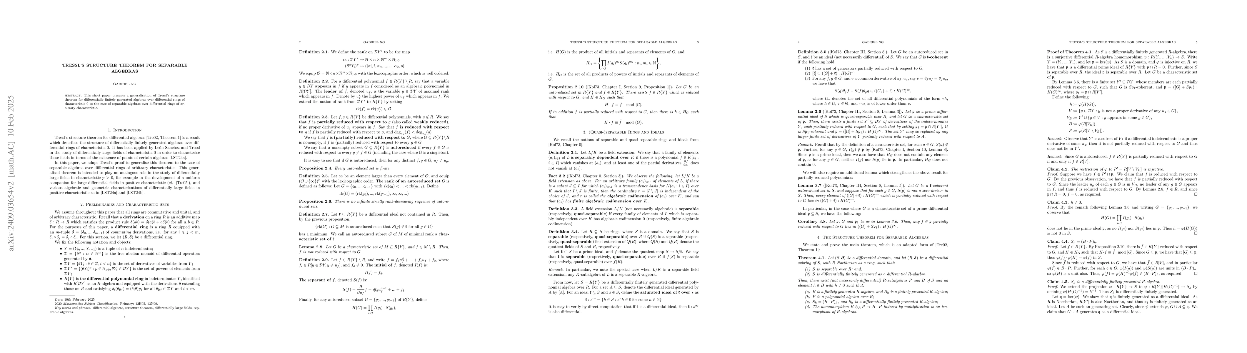 Thumbnail for Tressl's Structure Theorem for Separable Algebras