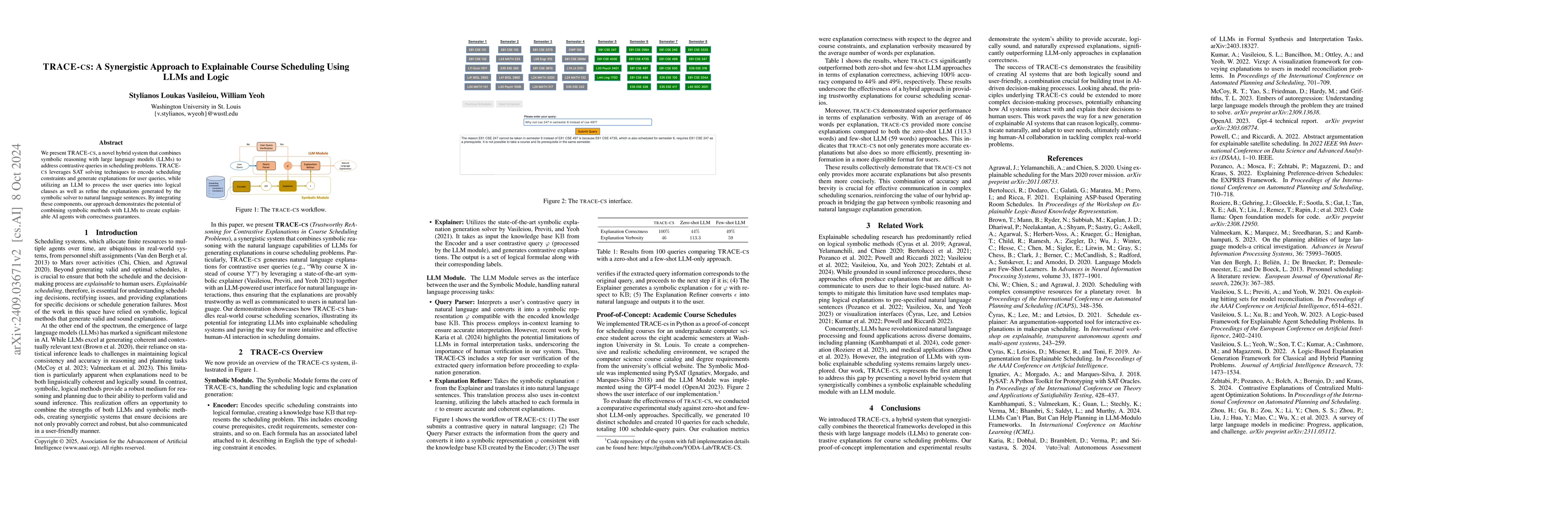 Thumbnail for TRACE-cs: Trustworthy Reasoning for Contrastive Explanations in Course
  Scheduling Problems